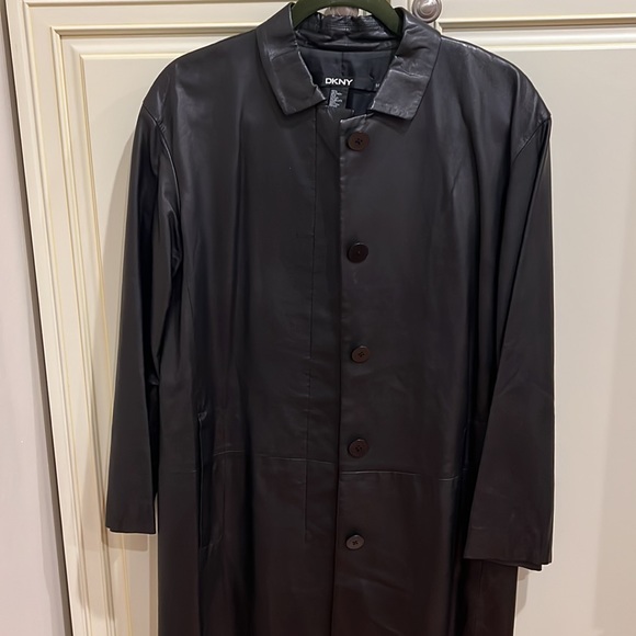 DKNY leather long coat (women) - Picture 4 of 6